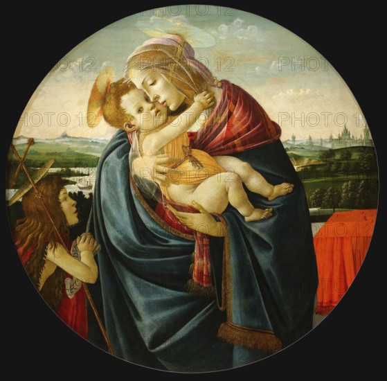 Virgin and Child with Saint John the Baptist, Painting by Sandro Botticelli (1 March 1445, 1510), one of the most important Italian painters and draughtsmen of the early Renaissance, Historic, digitally restored reproduction from an original, Record date not stated