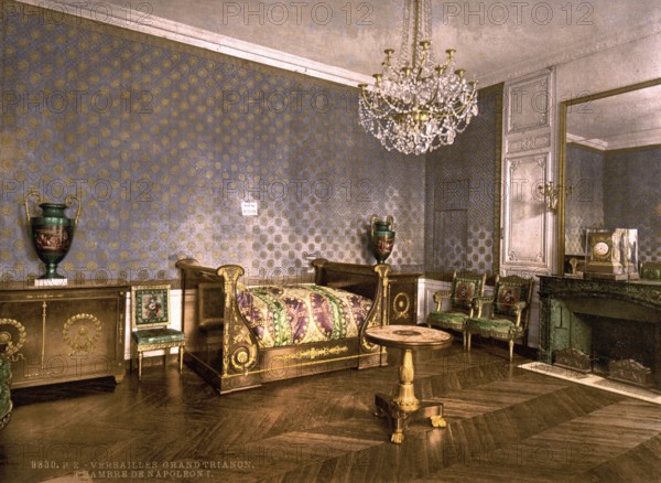 Grand Trianon is a pleasure palace in the park of the Palace of Versailles near Paris in France, Napoleon's study, Versailles, France, ca 1890, Historical, digitally restored reproduction from a 19th century original, Record date not stated, Europe