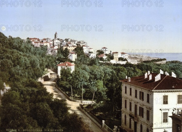 Via Romana, Bordighera, Riviera, Italy, c. 1895, Historic, digitally restored reproduction from a 19th century original, Record date not stated, Europe