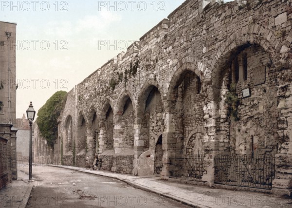 Old town wall in Southampton, England, around 1890, Historical, digitally restored reproduction from a 19th century original