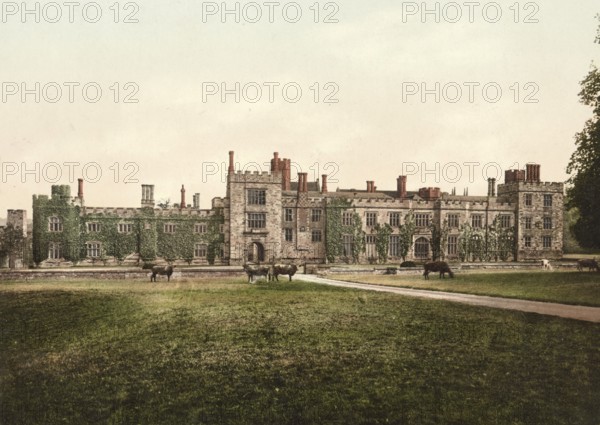 Penshurst Place is a manor house near Tonbridge in the English county of Kent, England, around 1890, Historic, digitally restored reproduction from a 19th century original