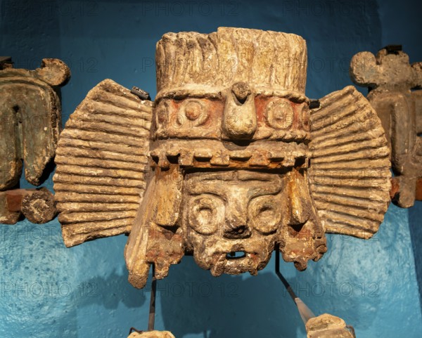 Brazier depicting Tlaloc, god of rain, archaeological site and museum of Templo Mayor, Mexico City, Mexico, Central America