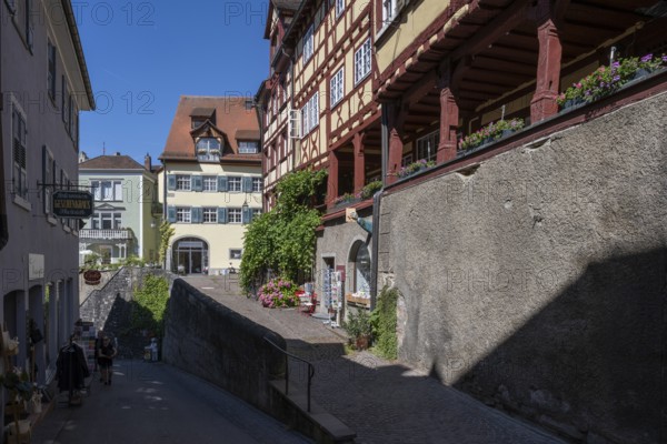 Historic half-timbered houses in Steigstraße, old town centre of Meersburg on Lake Constance, Lake Constance district, Baden-Württemberg, Germany, Europe