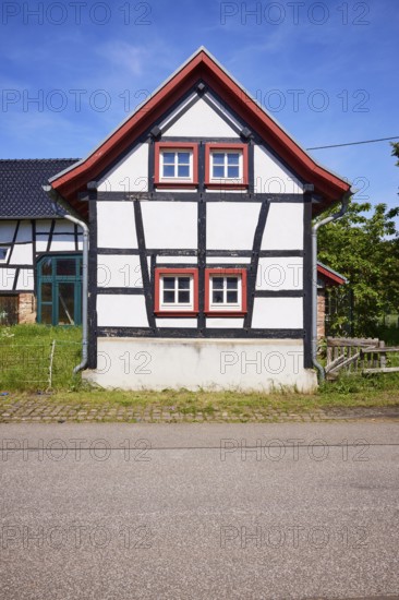 Half-timbered house in the district of Pesch, Nettersheim, Eifel, Euskirchen district, North Rhine-Westphalia, Germany, Europe