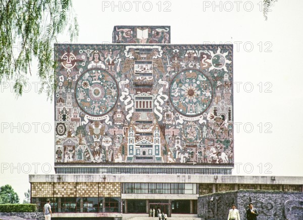 National Autonomous University of Mexico (UNAM), Mexico City, Mexico around 1961 Modern architecture Mural by Juan O'Gorman South wall The colonial past