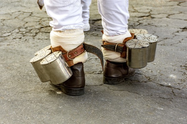 The rattle attached to the feet of the rhythmist is very common in some Afro-Brazilian cultural manifestations such as Congado, Belo Horizonte, Minas Gerais, Brazil, South America