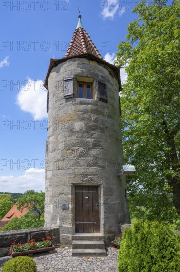 Historic Hungeturm, part of the former castle complex from the 16th century, Schönberg, Middle Franconia, Bavaria, Germany, Europe