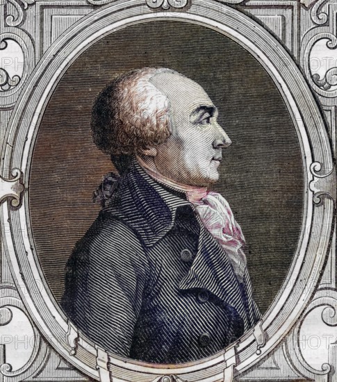 Jacques-Rene Hebert (born 15 November 1757 in Alencon died 24 March 1794 in Paris) was a French publicist and opponent of the Church, Historical, digitally restored reproduction from a 19th century original, Record date not stated