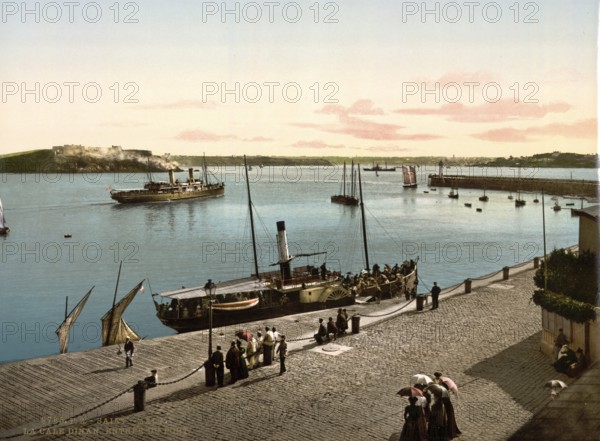 Harbour entrance, St. Malo, Brittany, France, ca 1890, Historic, digitally restored reproduction from a 19th century original, Record date not stated, Europe