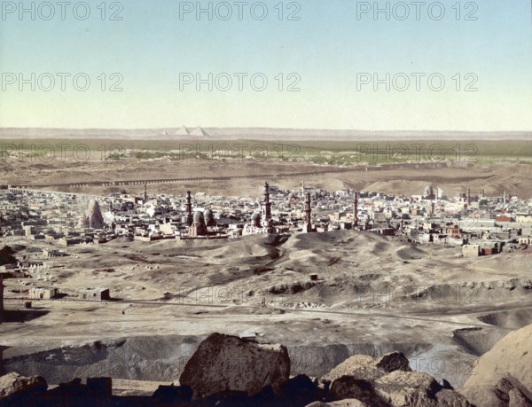 Panorama of Cairo, Egypt, Historical, digitally restored reproduction from a 19th century original, Record date not stated, Africa