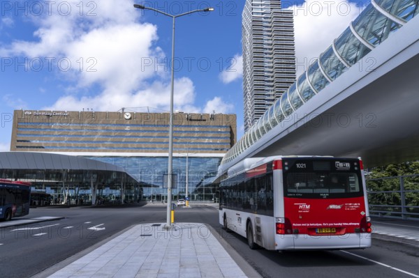 Bus station, public transport connection at The Hague Central Station, Centraal Station, underground station, metro, overground, local transport, city centre, Netherlands