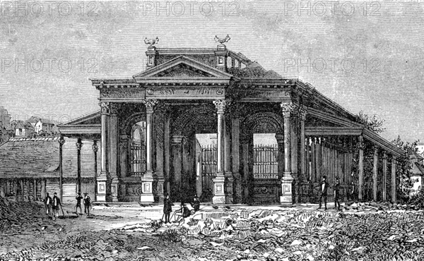 The National Bank of Haiti in Port-au-Prince, in 1880, Historical, digital reproduction of an original from the 19th century