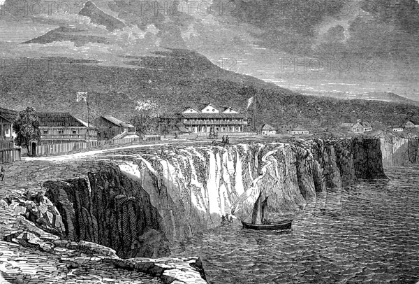 Clarenceton on Fernando-Po, today Bioko, an island in the Gulf of Guinea, Equatorial Guinea, in 1880, Historical, digital reproduction of an original from the 19th century, Africa