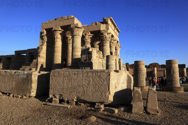 Kom Ombo Temple, columns in the temple complex on the Nile, Africa, Upper Egypt, Egypt, Africa