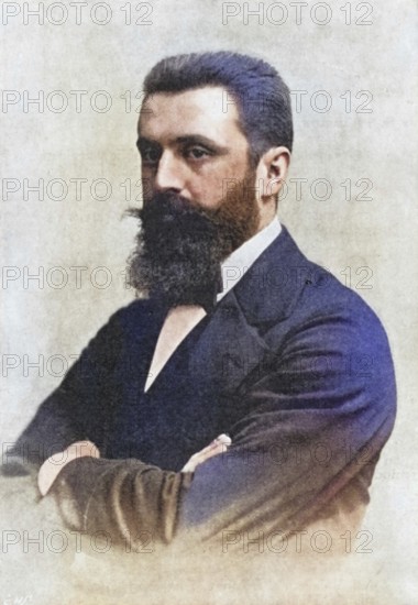 Theodor Herzl (1860-1904), Zionist leader. Convened the first Zionist Congress in Basel in 1897, Historical, digitally restored reproduction from a 19th century original, Record date not stated