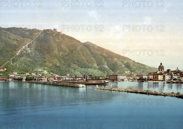 Como, the harbour, Lake Como, Italy, Historical, digitally restored reproduction from a 19th century original, 1880, Record date not stated, Europe