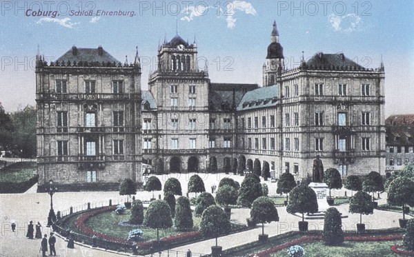 Historic, digitally restored reproduction from a 19th century original, Record date not stated, Ehrenburg Castle in the 19th century, Coburg, Upper Franconia, Bavaria, Germany, Europe