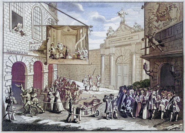 Masquerades and Operas Burlington Gate A facsimile of Hogarths engraving from The Works of Hogarth published London 1833, Historic, digitally restored reproduction from a 19th century original, Record date not stated