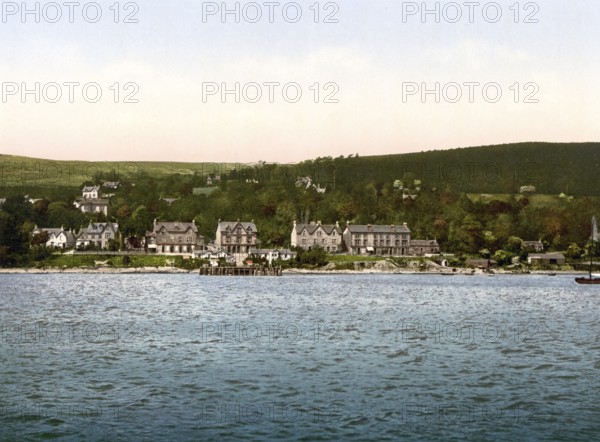 Kilcreggan, small village in a sparsely populated region of the Scottish Council Area Argyll and Bute, Scotland, Historical, c. 1900, digitally restored reproduction after an original from the 19th century Kilcreggan, small village in a sparsely populated region of the Scottish Council Area Argyll and Bute, Scotland, Historical, c. 1900, digitally restored reproduction after an original from the 19th century