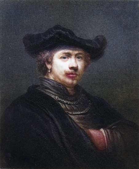 Rembrandt Harmenszoon Van Rijn 1606-1669, Dutch artist. From the book Gallery of Portraits, published 1833, Historic, digitally restored reproduction from a 19th century original, Record date not stated