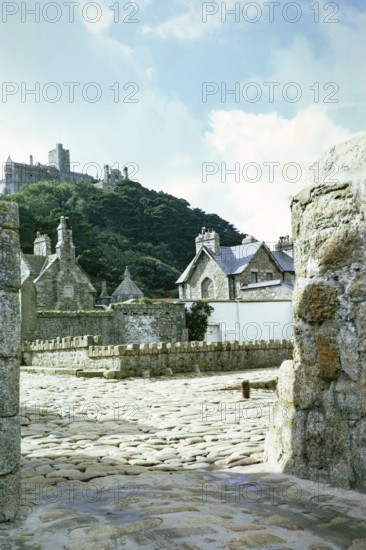 Historic buildings on the island of St Michael's Mount, Cornwall, England, UK 1967