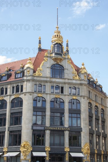 Former Ebert department stores' with Commerzbank lettering, important Art Nouveau building in Leipzig, Saxony, Germany, Europe