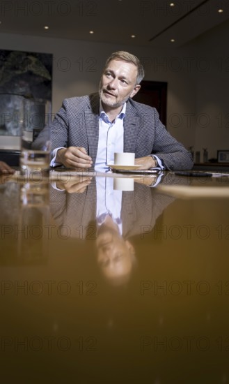 Christian Lindner (FDP), Federal Minister of Finance, recorded during an interview in his office at the Federal Ministry of Finance