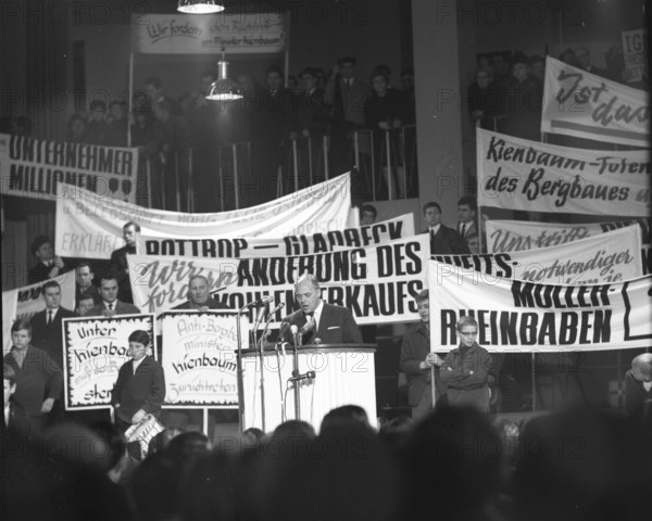 DEU, Germany, Dortmund: Personalities from politics, economy and culture from the years 1965-71. Mining protest ca, 1965, Europe