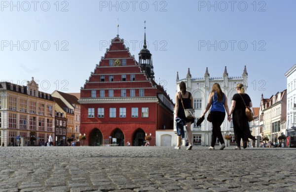 Market square with the town hall of Greifswald, 12/09/2016