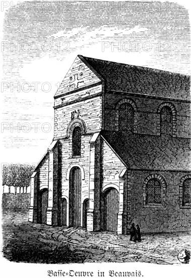 Église Notre-Dame-de-la-Basse-Œuvre de Beauvais, Saint-Étienne parish church, listed building, architecture, aisle, France, historical illustration 1880, Europe