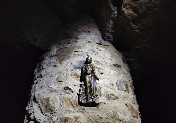 St Barbara in the visitor gallery of the Steinkaulenberg gemstone mines, show mine in Idar-Oberstein, Rheinpland-Pfalz, Germany, Europe