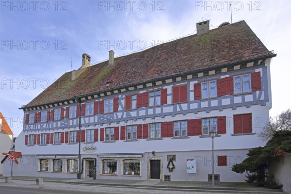 Historic official residence built in 1610, half-timbered house, Langenau, Alb-Donau district, Swabian Alb, Baden-Württemberg, Germany, Europe