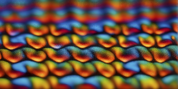 Nano material inspired by gecko feet with intricate patterns and vibrant colors representing adhesive properties, AI generated