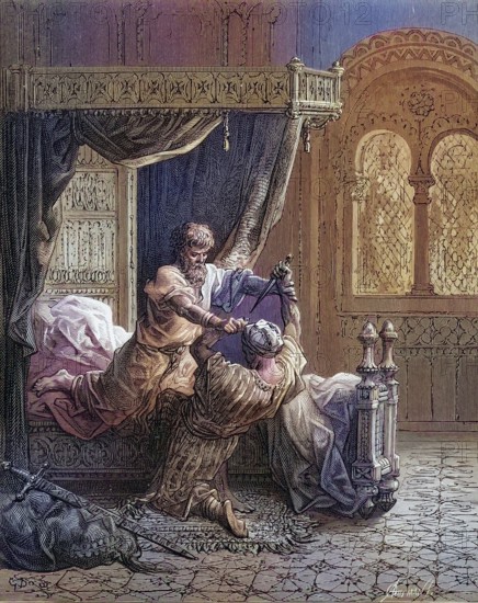 Edward I of England 1239 to 1307 kills his would-be assassin June 1272, Historical, digitally restored reproduction from a 19th century original, Record date not stated