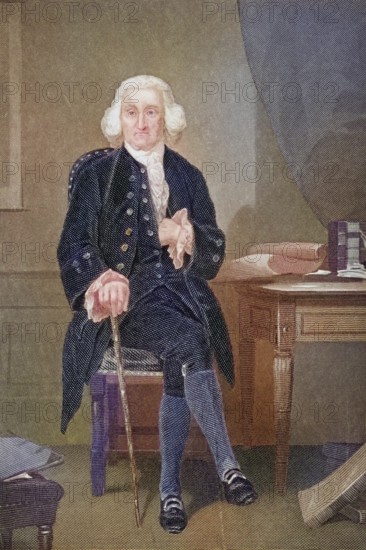 Jonathon Trumbull 1710-1785, Chief Justice of the Connecticut Supreme Court, Governor of Connecticut, close advisor to George Washington, After a painting by Alonzo Chappel, Historic, digitally restored reproduction from a 19th century original, Record date not stated