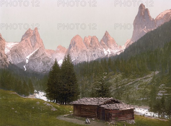 The Tschamin Valley, formerly Austria-Hungary, today South Tyrol, Italy, Historical, digitally restored reproduction from a 19th century original, Record date not stated, Europe