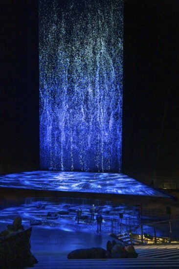 Plante Ozean exhibition in the Gasometer in Oberhausen, the world's oceans in their fragile beauty are the focus of the new exhibition, large-format photos, exhibits including a whale skeleton and an immersive large-scale video and sound installation, The Wave, on a 40 metre high screen measuring over 1000 square metres in total can be seen, Oberhausen, Germany, Europe