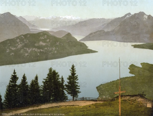 By Rigi Kanzell, Pilatus, Switzerland, Historic, digitally restored reproduction from a 19th century original, Record date not stated, Europe