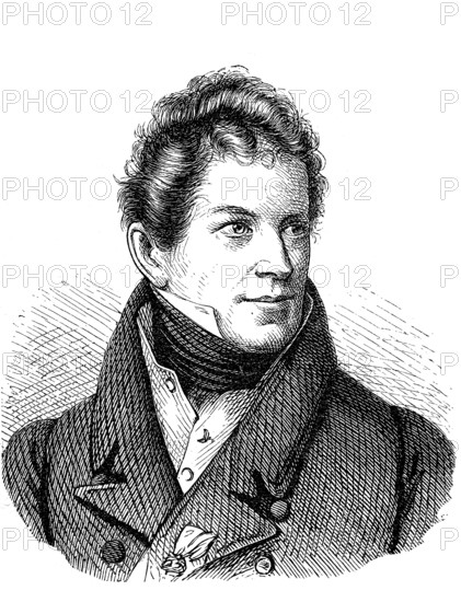 Friedrich von Gentz, 2 May 1764, 9 June 1832, was a German-Austrian writer, state thinker and politician as well as advisor to Fuerst Metternich, Historical, digital reproduction of an original from the 19th century