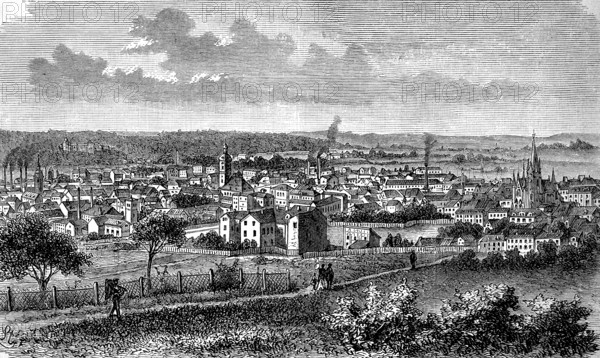 City of Gera in Thuringia, Germany, in 1880, Historical, digital reproduction of an original from the 19th century, Europe