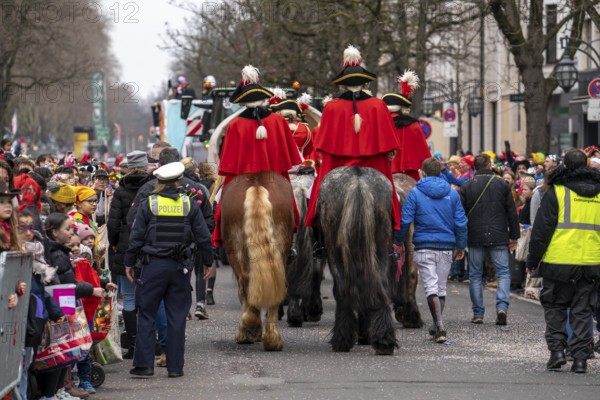 Rose Monday parade in Düsseldorf, horses, mounted groups at the street carnival, North Rhine-Westphalia, Germany, Europe