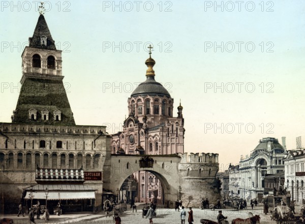 The Vladimir Gate, Moscow, Russia, 1890, Historical, digitally restored reproduction from a 19th century original, Record date not stated, Europe