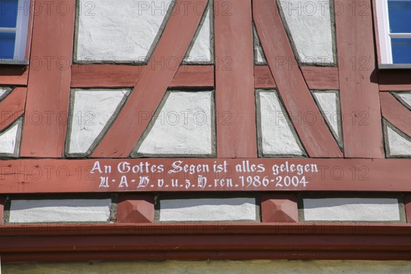 Varbüler Castle, Hemmingen Castle, the new building, half-timbered, scripture, God's blessing is everything, historical buildings, architecture, Hemmingen, Ludwigsburg district, Baden-Württemberg, Germany, Europe