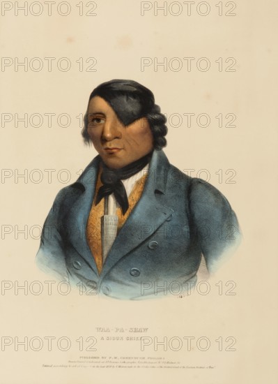 Waa-Pa-Shaw. A Sioux Chief (1838), Indians, Historical Indian Tribes from North America, Charles Bird King (1785, 1862), Historical, digitally restored reproduction from a 19th century original, Record date not stated