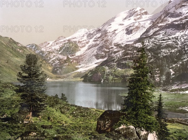 Engstlensee, Bernese Oberland, Switzerland, Historic, digitally restored reproduction from a 19th century original, Record date not stated, Engstlen Lake, Bernese Oberland, Switzerland, Historic, digitally restored reproduction from a 19th century original, Record date not stated, Europe