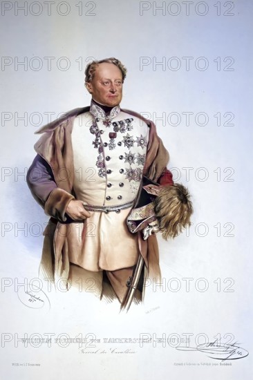 William Friedrich von Hammerstein of the House of Equord (born 3 March 1785 in Hildesheim, died 13 February 1861 in Brno) was a German-Austrian cavalry general, Historical, digitally restored reproduction from a 19th century original, Record date not stated