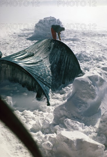 Gudmundur Jonasson travel company Adventure Arctic Expedition to the frozen Vatnajokull ice cap, Iceland, 1972, Europe