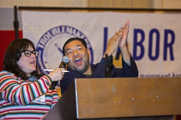 Chicago, Illinois, Pescando Justicia won a Troublemaker Award at the 2024 Labor Notes conference. Pescando Justicia is a group of immigrant workers in the Massachusetts seafood processing industry. Accepting the award was Adrian Ventura, with Johanna Parker translating. The conference brought together 4, 700 union activists from across the United States and beyond