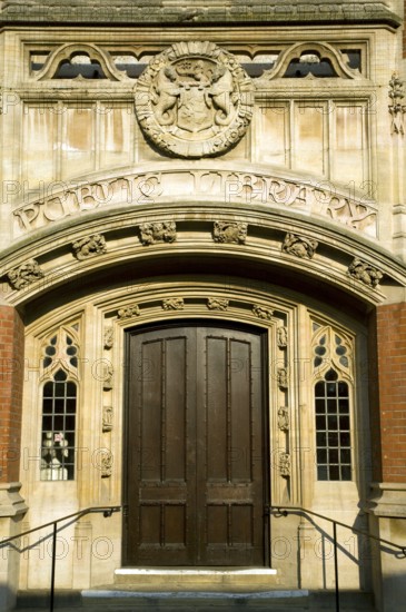 Public Library closed doorway, Ipswich, Suffolk, England, illustrating concept of library closures