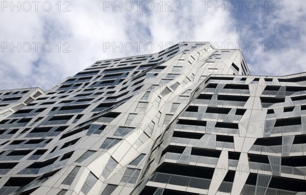 Modern architecture of the Calypso mixed use urban development project Rotterdam, Netherlands designed by British architect Will Alsop which includes 408 apartments, 500 covered parking spaces, and 6, 500 square meters of commercial space